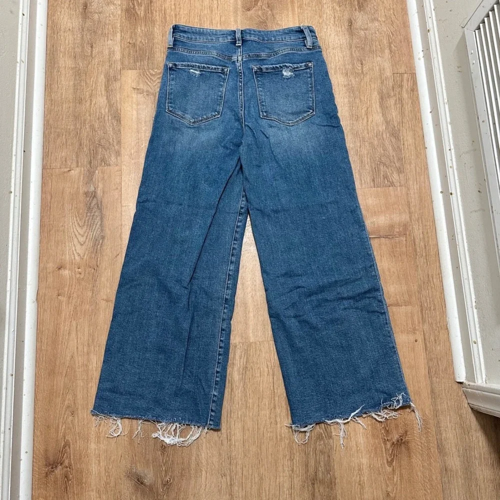 VERVET | Brielle Medium Wash High-Rise Wide Leg Crop Raw Hem Denim Jeans, 27 - Picture 6 of 11